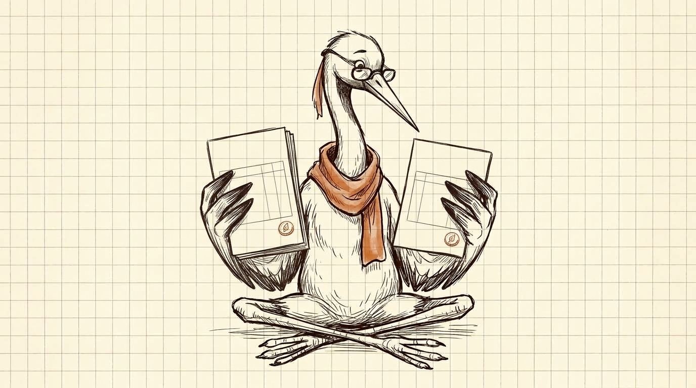 Crane compares two nearly identical documents bearing a small seal